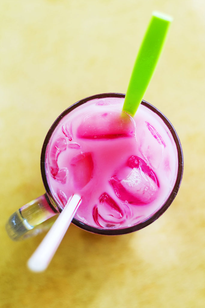 Delicious and pink rose bandung, a popular drink in Singapore
